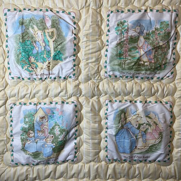 Vintage Peter Rabbit Jemima Puddle Duck Tom Kitten Quilt Blanket Quiltex Beatrix - Picture 2 of 13